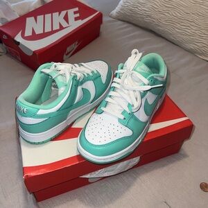 Teal and White Nike Dunks Low